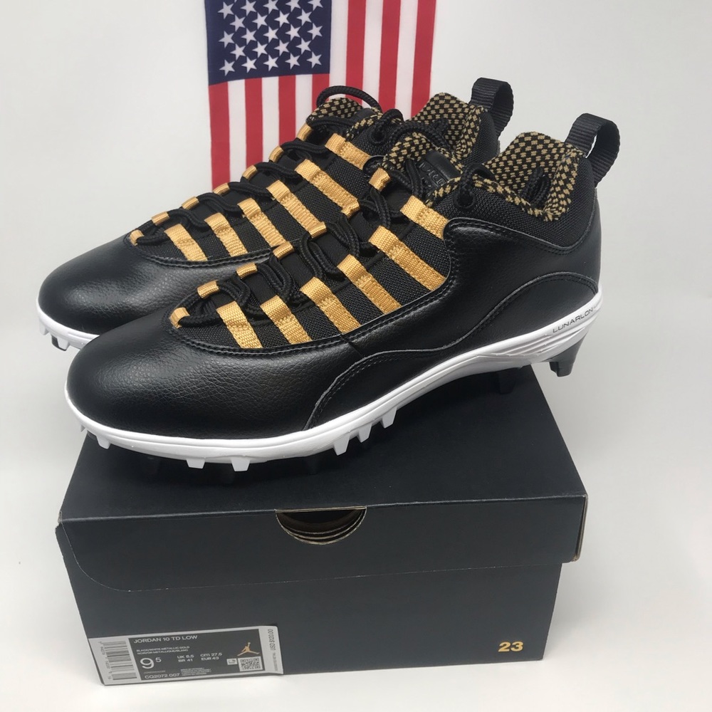 Nike Jordan 10 TD Low Black Gold Football Cleats
